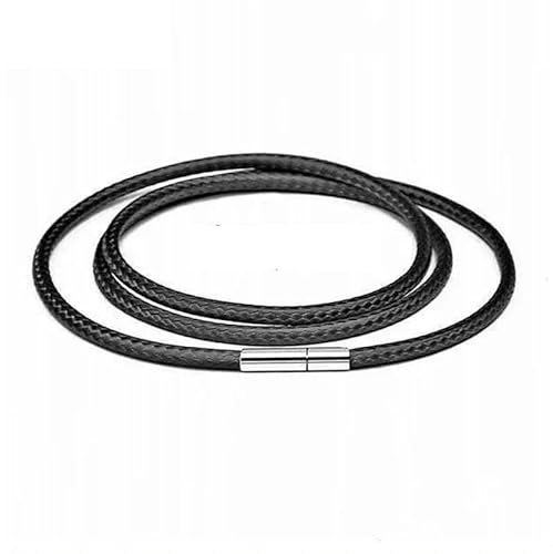 40–80 cm 1–3,0 mm schwarzes Lederband, Halskettenband, Wachsseil, Spitzenkette mit Drehverschluss aus Edelstahl für DIY-Halsketten, Schmuck, Schwarz, 1,5 mm – 40 cm von ZFISH