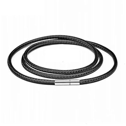 40–80 cm 1–3,0 mm schwarzes Lederband, Halskettenband, Wachsseil, Spitzenkette mit Drehverschluss aus Edelstahl für DIY-Halsketten, Schmuck, Schwarz, 2 mm – 65 cm von ZFISH