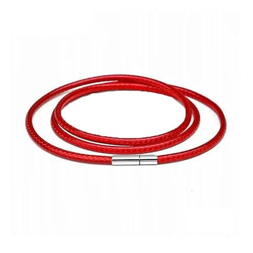 40–80 cm 1–3,0 mm schwarzes Lederband, Halskettenband, Wachsseil, Spitzenkette mit Drehverschluss aus Edelstahl für DIY-Halsketten, Schmuck-Rot, 3,0 mm – 55 cm von ZFISH