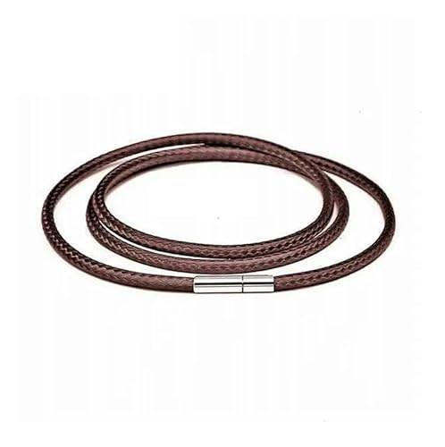 40–80 cm 1–3,0 mm schwarzes Lederband, Halskettenband, Wachsseil, Spitzenkette mit Drehverschluss aus Edelstahl für selbstgemachte Halsketten, Schmuck, Braun, 2 mm – 75 cm von ZFISH