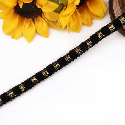 4Styles Goldweißes Spitzenband, weicher Netz-Spitzenbesatz, Stoff zum Nähen, Zubehör, Hochzeits- und Partyzubehör, DIY-Dekoration, 4 Yards-Goldschwarz-2 Yards von ZFISH