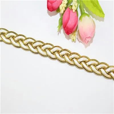 4Styles Goldweißes Spitzenband, weicher Netzspitzenbesatz, Stoff zum Nähen, Zubehör, Hochzeits- und Partyzubehör, DIY-Dekoration, 4 Yards-Weiß-4 Yards von ZFISH