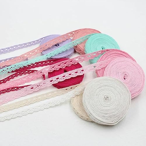 5/10 Yards Baumwoll-besticktes Spitzenband, Stoff, DIY, handgefertigte Vorhangbesätze, Hochzeitsbastelkleidung, Nähzubehör, Zubehör-Weiß-10 mm-10 Yards von ZFISH