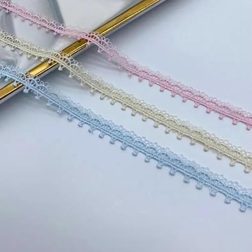 5 Meter schwarzes weißes rosa grünes Spitzenstickereiband zum Selbermachen, für Kleidung, Haarschmuck, besticktes Spitzenband, blau, 5 Meter von ZFISH