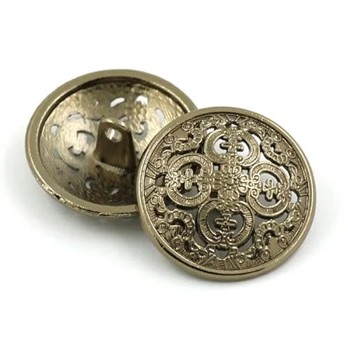 5 Stück Mix runder Metallknopf goldener Schaftknopf für Kleidung Retro dekorative Knöpfe Kleidungsstück Mantel Nähzubehör 15/20/25 MM-A-Bronze-15 mm von ZFISH