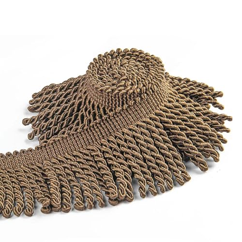 5 Yard/Lot Seidenquaste Fransenbesatz Spitzenband Spitzenbesatz Stickerei Spitze Stoff Nähen Kleidungsstück Schuhe Tasche Quasten für Schmuck DIY-Kaffee-6cm-10 Yards von ZFISH