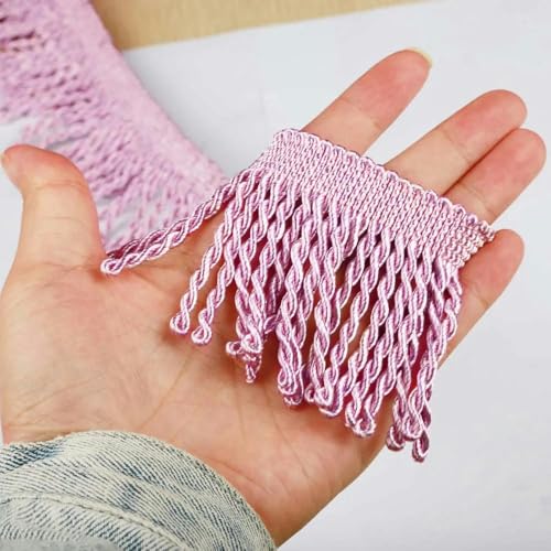 5 Yard/Lot Seidenquaste Fransenbesatz Spitzenband Spitzenbesatz Stickerei Spitze Stoff Nähen Kleidungsstück Schuhe Tasche Quasten für Schmuck DIY-Rosa Lila-6cm-10 Yards von ZFISH