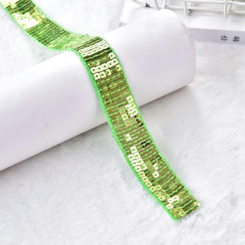 5 Yards 25 mm Paillettenband Spitzenbesatz Pailletten-Nähstoffband für lateinamerikanische Kleider, Kleidung, Kopfschmuck, Brauthochzeitsaccessoires-13–25 mm breit-2 Yards von ZFISH