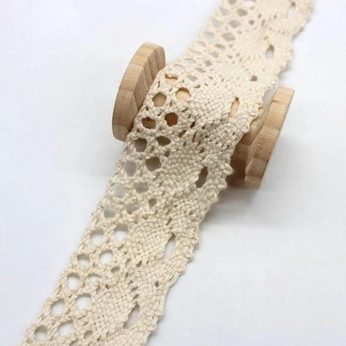 5 Yards 3-7CM Beige Weiß Stickerei Spitze DIY Handgemachte Hochzeit Party Handwerk Verpackung Patchwork Baumwolle Gehäkeltes Spitzenband-4,3 cm 5 Yards von ZFISH