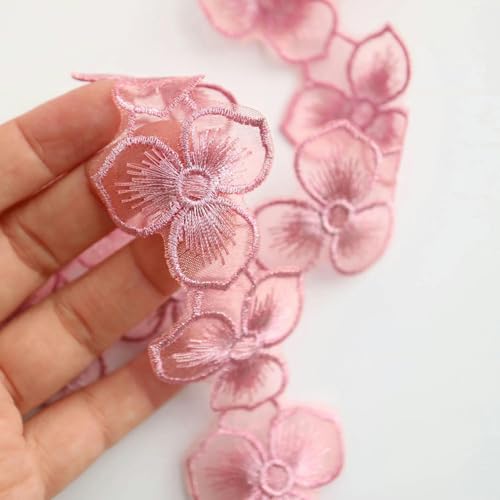 5 Yards Stickerei Blumen Spitzenbesatz für Kleidung Weiche Blumen Spitzenbesätze und Bänder DIY Handwerk Nähzubehör-zm169A-5yR15 von ZFISH