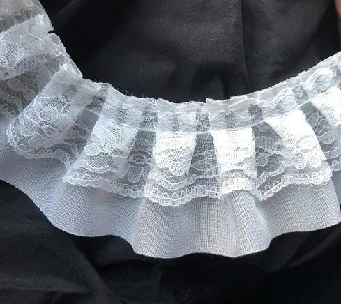 5 cm breite, mehrfarbige, plissierte Chiffon-Spitzenbesatz mit bestickten Bändern zum Nähen, Basteln, Vorhängen, Kleidungsstücken, Kleidersäumen, Dekoration, weiß, 1 Yard von ZFISH