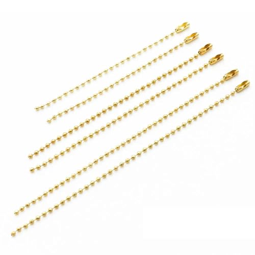 50 Stück/Los 10/12/15 cm 2,4,0 mm Kugelkette Perlenketten passend für Schlüsselring/Schlüsselanhänger/Puppen/Etiketten-Handanhänger-Anschluss DIY-Schmuck-Gold-12 cm von ZFISH