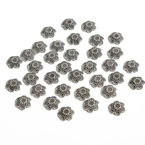 50 Stück/Los Antiksilberfarbene tibetische Metallperlen Endkappen Blumenperlenkappen für die Herstellung von DIY-Schmuckstücken-Splitter 10 mm 50 Stück_a von ZFISH