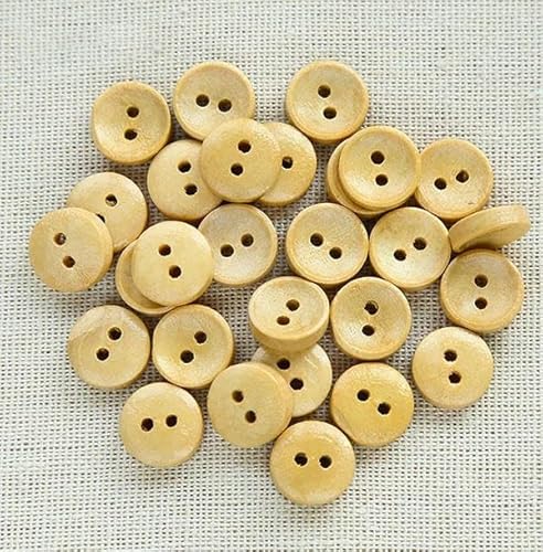 50 Stück/Los Größe: 10 mm – 15 mm natürlicher Kokosnuss-Holzknopf, 2 Löcher, Holzknöpfe, Kleidungsdekoration, Nähzubehör-10 mm von ZFISH