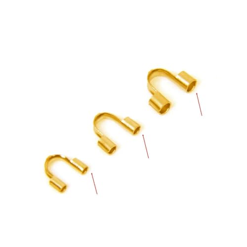 50 Stück Edelstahl-Verschlüsse, Quetschperlen-Abdeckungen für Perlenschnur, Faden, Armbandhaken, Verbinder, DIY-Halsketten, Schmuckherstellung-CJ-060-Gold-Loch 0,8 mm, 50 Stück von ZFISH