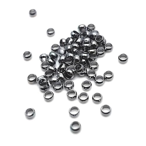 500/Lot Endperlen Silber/Gold plattiert 1,5/2/2,5/3/3,5/4 mm Durchmesser Quetschperlen Legierungsperlen zur Schmuckherstellung Schmuck DIY Finding-Gun Black-2,5 mm von ZFISH