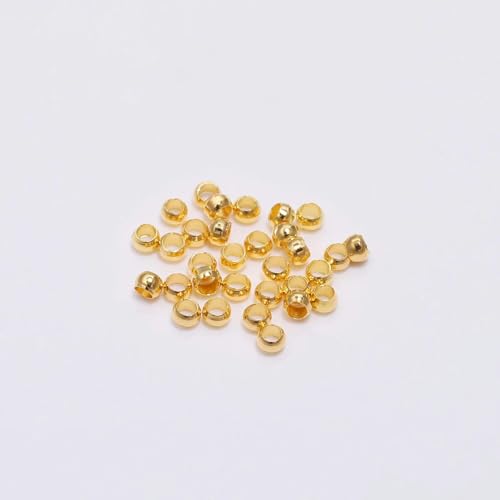 500 Stück/Los 2/2,5/3 mm Gold Antik Bronze Kugelkolbenperle Glatte Kugel Crimps Perlen zur Schmuckherstellung Finden von Zubehör-Gold-3 mm von ZFISH