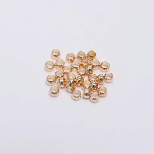 500 Stück/Los 2/2,5/3 mm Gold Antik Bronze Kugelkolbenperle Glatte Kugel Crimps Perlen zur Schmuckherstellung Finden von Zubehör-KC Gold-3 mm von ZFISH