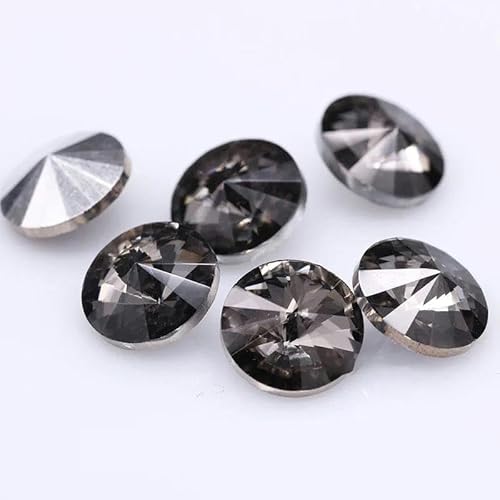 6 8 10 12 14 16 18 25 mm, runde Glassteine mit spitzer Rückseite, Kristall-Strasssteine, Diamant-Juwelen, Perlen für Schuhe, Taschen, Kleidung, Besatz, schwarzer Diamant, 10 mm, 20 Stück von ZFISH