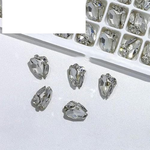 7 Stile Luxus-Diamant-Nagel-Charms, 3D-Legierung, AB/Perlen-Schmuck, Glitzer, Zirkon, Strass-Dekorationen, Maniküre-Zubehör, 10 Stück-JE1257-4 (10 Stück) von ZFISH