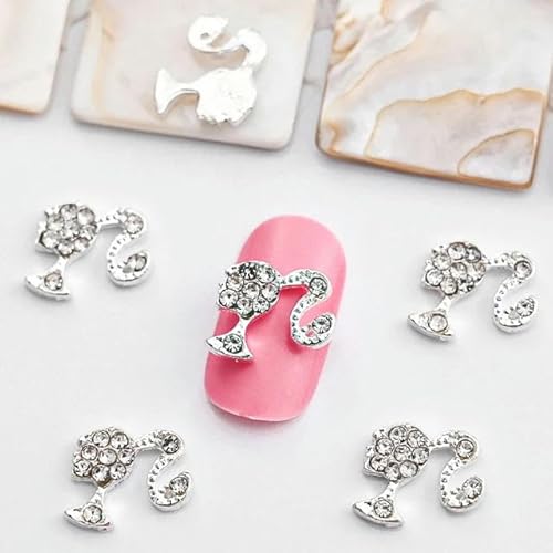 7 Stile Luxus-Diamant-Nagel-Charms, 3D-Legierung, AB/Perlen-Schmuck, Glitzer, Zirkon-Strass-Dekorationen, Maniküre-Zubehör, 10 Stück-JE0937 (10 Stück) von ZFISH