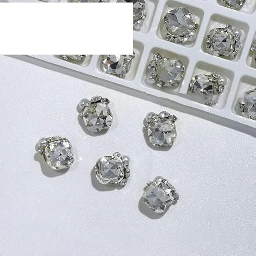 7 Stile Luxus-Diamant-Nagel-Charms, 3D-Legierung, AB/Perlen-Schmuck, Glitzer, Zirkon-Strass-Dekorationen, Maniküre-Zubehör, 10 Stück-JE1257-1 (10 Stück) von ZFISH