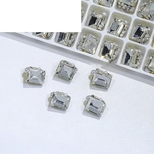 7 Stile Luxus-Diamant-Nagel-Charms, 3D-Legierung, AB/Perlen-Schmuck, Glitzer, Zirkon-Strass-Dekorationen, Maniküre-Zubehör, 10 Stück-JE1257-3 (10 Stück) von ZFISH