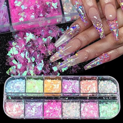 Abalone-Muschel für Nägel Perlmutt Nail Art Glimmerscheibe Glitzerflocken Sommerdekoration Maniküre Pailletten-SP Abalone-Muschel für Nägel Perlmutt Nail Art Glimmerscheibe Glitzerflocken Sommerdekoration Maniküre Pailletten-SP von ZFISH