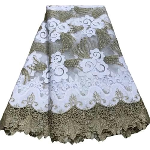 Afrikanische Tüll-Spitzenstoffe für Damen, Abendkleider, rotes französisches Sticknetz, Pailletten-Perlenstoff, 5 Yards Stoff-jl17513-5yard von ZFISH