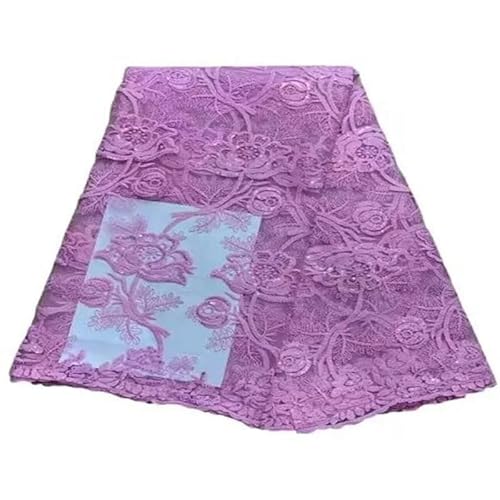 Afrikanische Tüll-Spitzenstoffe für Damen, Abendkleider, rotes französisches Sticknetz, Pailletten-Perlenstoff, 5 Yards Stoff-jl17518-5yard von ZFISH