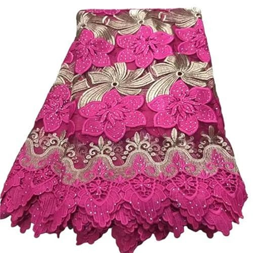 Afrikanische Tüll-Spitzenstoffe für Damen, Abendkleider, rotes französisches Sticknetz, Pailletten-Perlenstoff, 5 Yards Stoff-jl17529-5yard von ZFISH