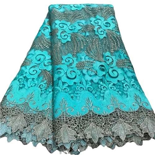 Afrikanische Tüllspitzenstoffe für Damen, Abendkleider, rotes französisches Sticknetz, Paillettenperlenstoff, 5 Yards Stoff-jl1751-5yard von ZFISH