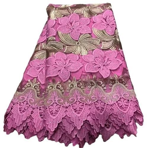 Afrikanische Tüllspitzenstoffe für Damen, Abendkleider, rotes französisches Sticknetz, Paillettenperlenstoff, 5 Yards Stoff-jl17526-5yard von ZFISH