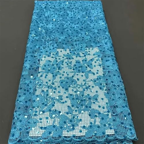 Afrikanischer Spitzenstoff mit Perlen und Pailletten, Tüllnetz, Stickerei, Hochzeits-Brautstoffe, Spitzen, Kleider, Mode-6–5 Yards von ZFISH