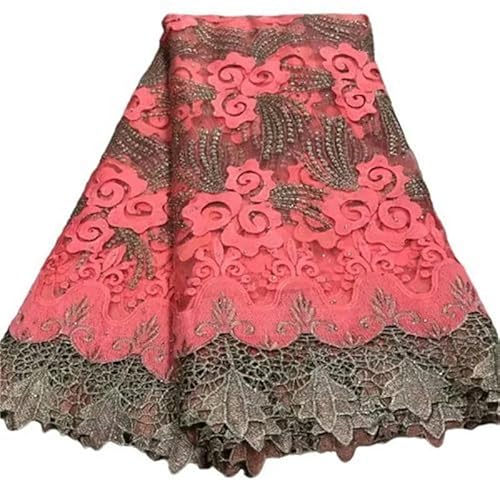 Afrikanischer Tüll-Spitzenstoff, Organza-Stickerei, Partykleid, Brokat-Jacquard, Französisch, Grün, 2024-2-5yard von ZFISH