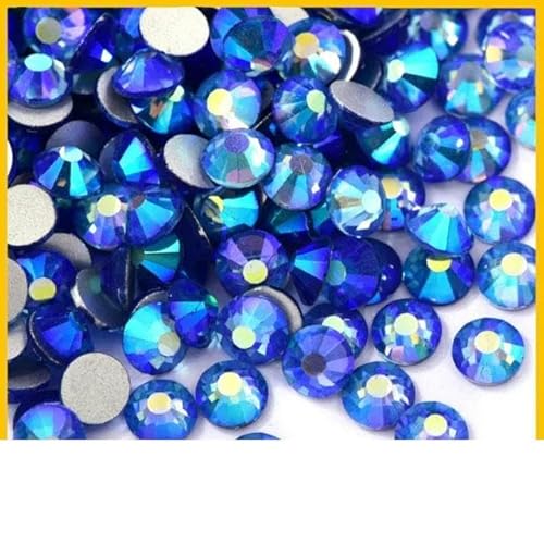 Blaue Serie SS3–30, nicht Hot Fix-Strasssteine mit flacher Rückseite, Kristall-Strass-Glitzerstein für DIY-Maniküre, 3D-Nagelkunst, Stoff, Kleidung, Hellsaphir AB-SS6, 1 von ZFISH