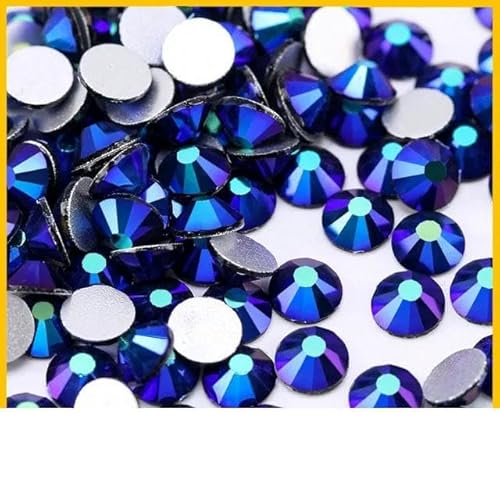 Blaue Serie SS3-30 Nicht Hot Fix-Strasssteine mit flacher Rückseite, Kristall-Strass-Glitzerstein für DIY-Maniküre, 3D-Nagelkunst, Stoff, Kleidung, Schwarz AB-SS5, 1440 S von ZFISH