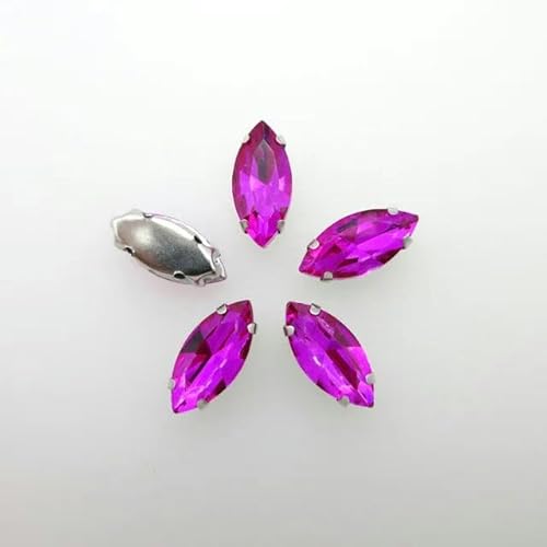 Bunte Glaskristall-Silberklaue, 8 Größen, schöne Farben, Pferdeauge, Marquise-Form, zum Aufnähen von Strasssteinen, Kleidersäcke, DIY-Besatz-A-025 Rose-3 x 6 mm, 50 Stück von ZFISH