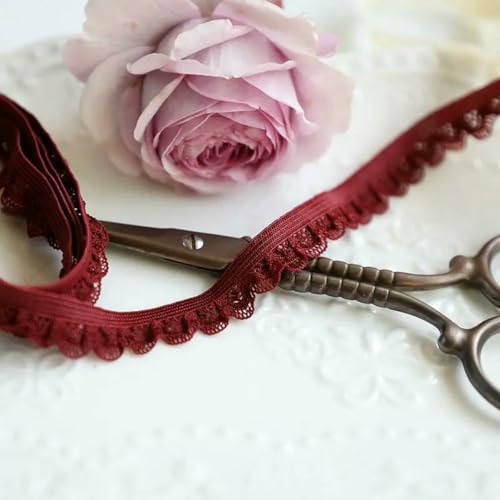 Elastisches, dehnbares Spitzenband, Nähhandwerk, DIY-Unterwäsche, Dessous-Dekoration, 4,5 m, Farben: Weinrot, 4,5 m Elastisches, dehnbares Spitzenband, Nähhandwerk, DIY-Unterwäsche, Dessous-Dekoration, 4,5 m, Farben: Weinrot, 4,5 m von ZFISH