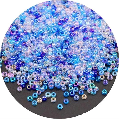 Glasreisperlen in verschiedenen Größen, 1,5–4,0 mm, transparente Farbe, Streuperlen, DIY-Perlenquasten-Zubehör – Tiefsee-CerulenA-031-2 mm, 32.000 Stück von ZFISH