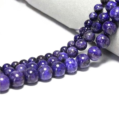 Großhandel Lila Naturstein Achat Amethyst Jade Tigerauge Runde lose Abstandsperlen zur Herstellung von Schmuck DIY Armband Charms-Charoit-10mm ca. 35-38Stk von ZFISH