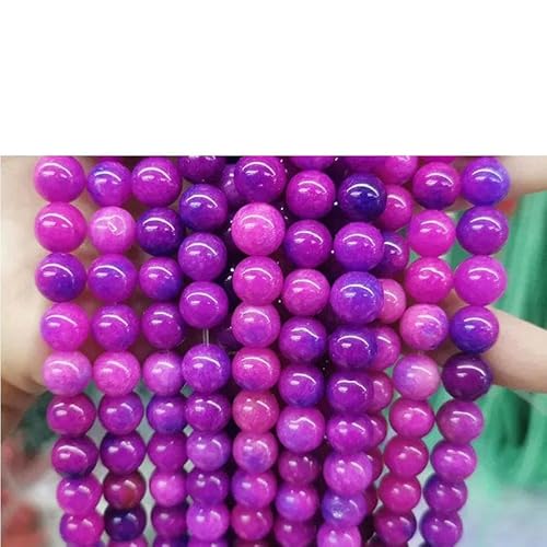 Großhandel Lila Naturstein Achat Amethyst Jade Tigerauge Runde lose Abstandsperlen zur Herstellung von Schmuck DIY Armband Charms-rot blau-6mm ca. 60-63Stk von ZFISH