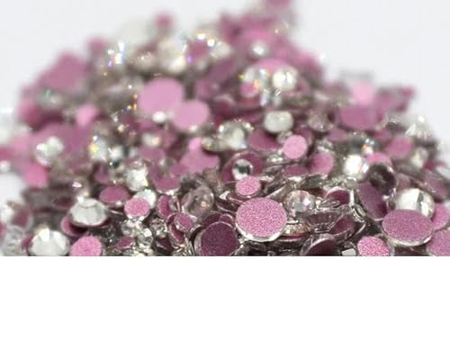 Großpackung, kristallklare Farbe SS3–SS30, nicht Hot Fix-Strasssteine mit flacher Rückseite, Nail Art-Strasssteine, Kleidungsdekorationen – Pink transparent von ZFISH