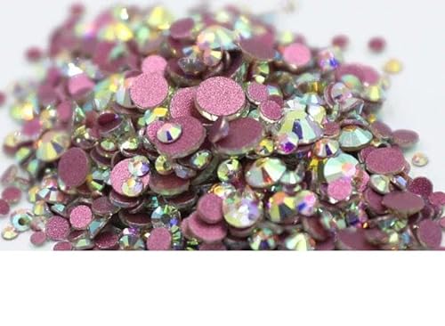 Großpackung mit kristallklaren Farben, SS3–SS30, nicht Hot Fix-Strasssteine mit flacher Rückseite, für Nail Art, Kleidungsdekorationen, Pink AB-SS12, 14.400 von ZFISH