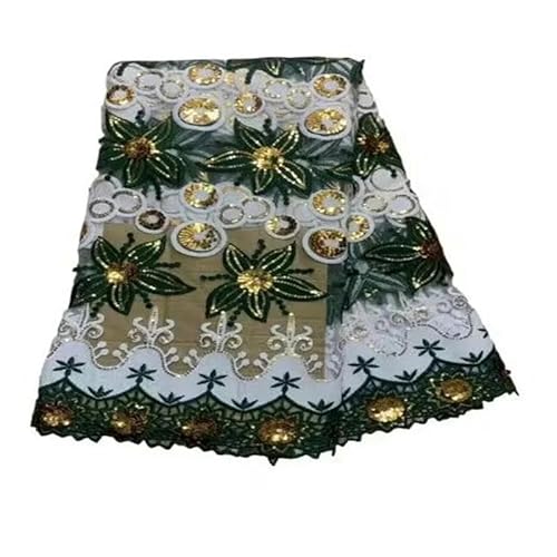 Grüner afrikanischer Tüll-Spitzenstoff, Organza-Stickerei, GuiParty-Kleid, Kleid, Brokat, Jacquard, Französisch, 5 Yards-45-5 Yards von ZFISH