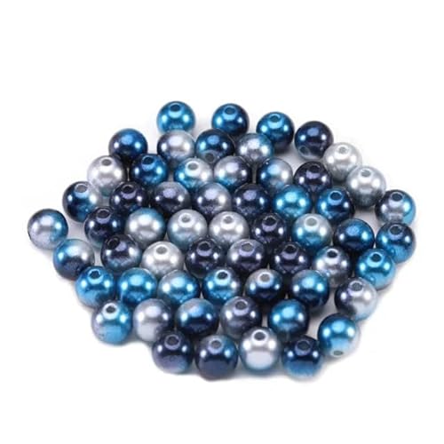 Imitationsperlen, runde Perlen, Acryl-Abstandsperlen, lose Perlen zur Schmuckherstellung, DIY-Kleidungsperlen, Perlen zum Selbermachen von Armbändern, Schwarz/Blau, 12 mm x 50 von ZFISH
