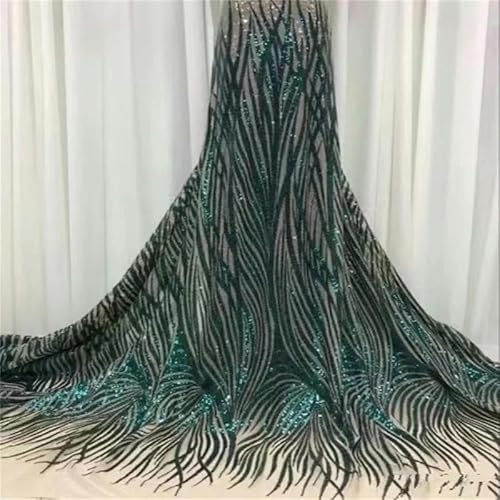 Königsblaue Pailletten Tüll Spitze Stoff 2024 Voile Stickerei Mesh Netz Schnürsenkel 5 Yards für Nähen Party Kleid-Y00007-5 Yards von ZFISH