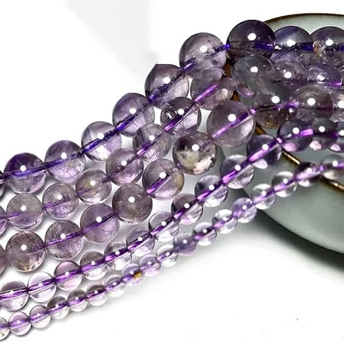 Lila Naturstein Achat Amethyst Jade Tigerauge Runde lose Abstandsperlen zur Herstellung von Schmuck DIY Armband Charms-Klarer heller Amethyst-10mm ca. 35-38Stk von ZFISH