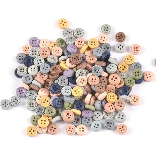 Mehrfarbige, runde Holzknöpfe zum Nähen, 4 Löcher, Nähzubehör für Kleidungsstücke, DIY, Scrapbooking, Basteln, 9 mm, 100 Stück, Mix von ZFISH