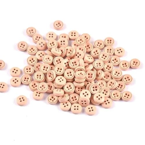 Mehrfarbige, runde Holzknöpfe zum Nähen, 4 Löcher, Nähzubehör für Kleidungsstücke, DIY, Scrapbooking, Basteln, 9 mm, 100 Stück-6 von ZFISH